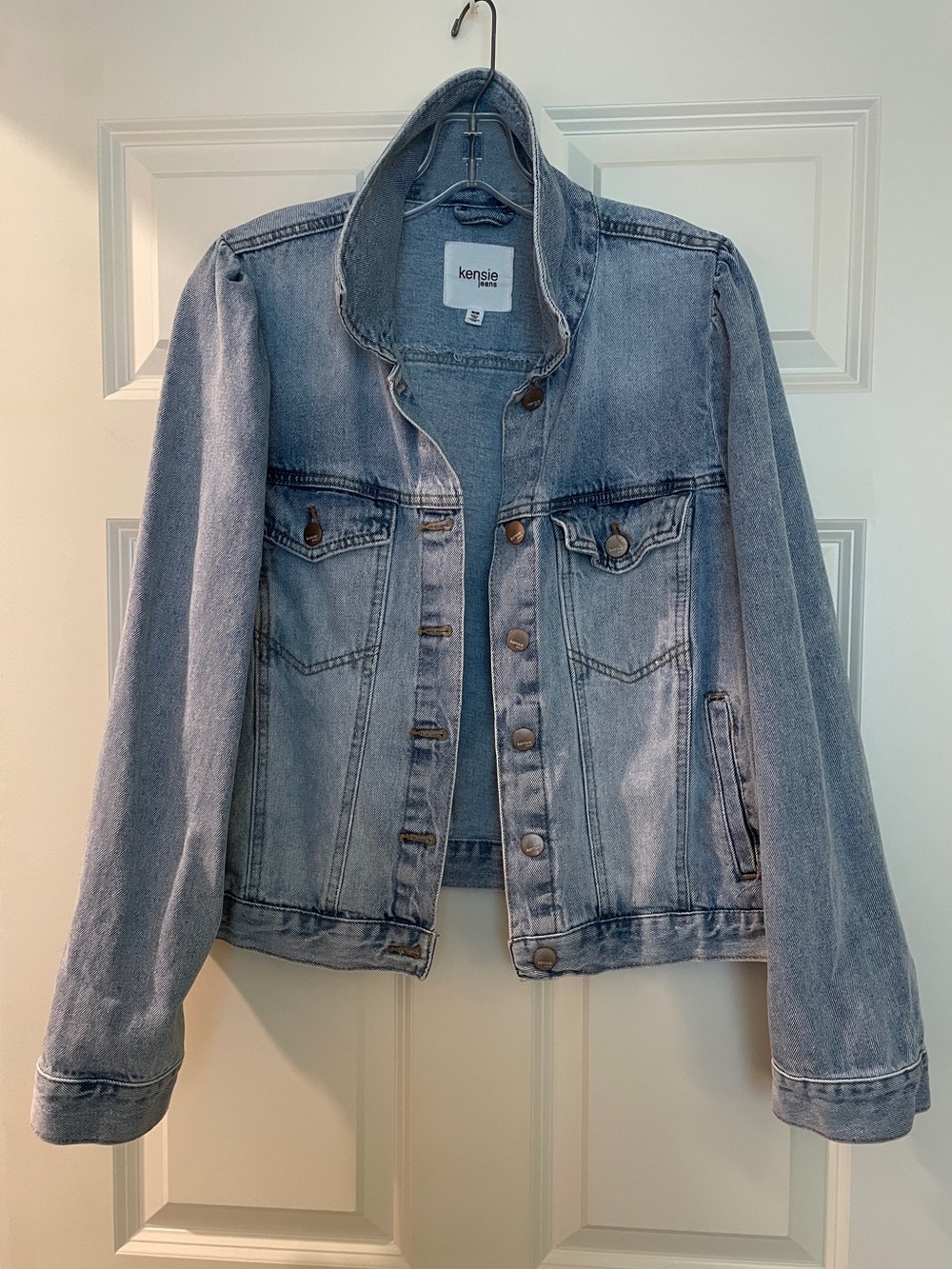 kensie Light Wash Blue Denim Jacket - Classic Jean Coat